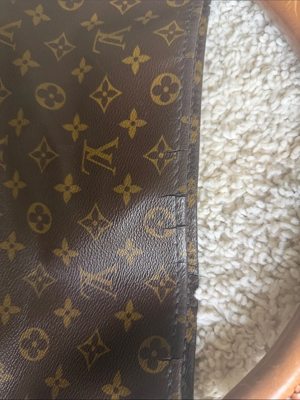 Louis Vuitton Monogram Canvas Shoulder Bag with Tan Handle